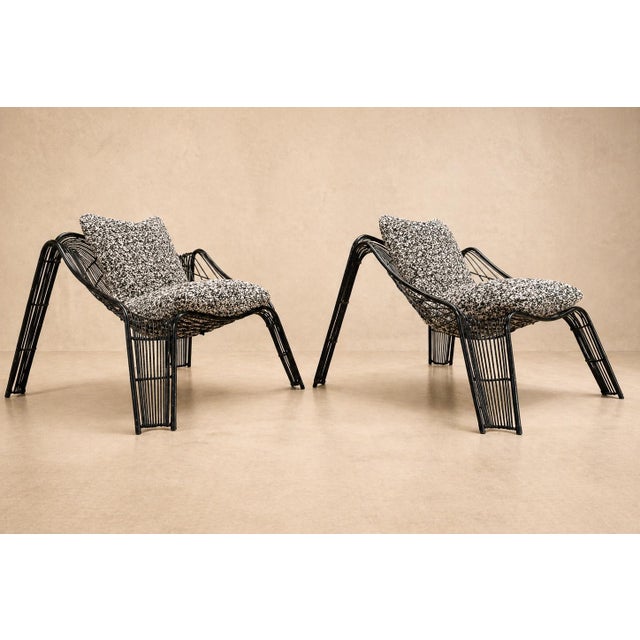 Pair of Organic-Shaped Iron Armchairs With Bouclé Upholstery, Brazil, 1950s For Sale - Image 15 of 18