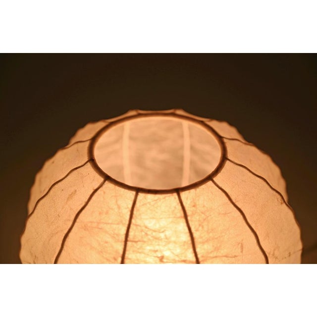 Mid-Century Scalopped Cocoon Table Lamp with Wood Base attributed to Achille Castiglioni for Flos, Italy, 1960s For Sale - Image 10 of 11