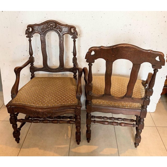 Flemish Armchairs in Oak, 19th Century, Set of 2 For Sale - Image 3 of 12