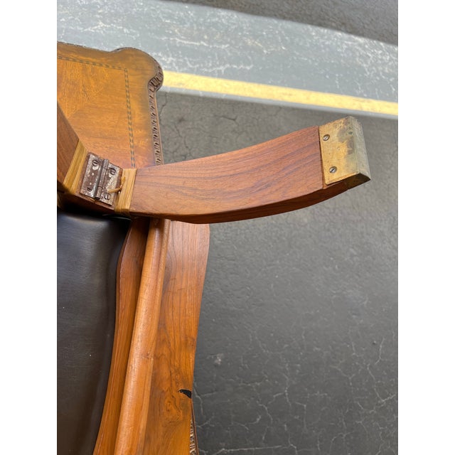 Vintage Mid Century Camel Saddle Low Stool, Ottoman For Sale - Image 4 of 10