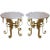 Vintage Italian Gold Leaf Gilded Iron and Marble Top End or Side Tables Pair of Restored For Sale