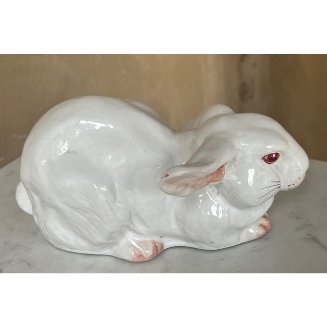 Terra Cotta Vintage Hand Painted Italian Terra Cotta Bunny For Sale - Image 8 of 13