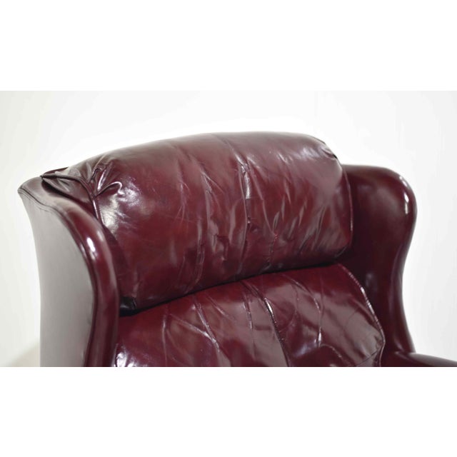 Vintage Traditional Oxblood Leather Wingback Reclining Library Chair by Bradington Young For Sale - Image 9 of 15