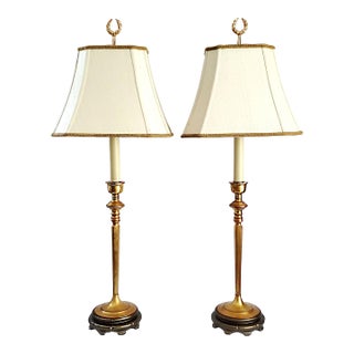 38" Tall Lamp Pair French Empire Gold For Sale