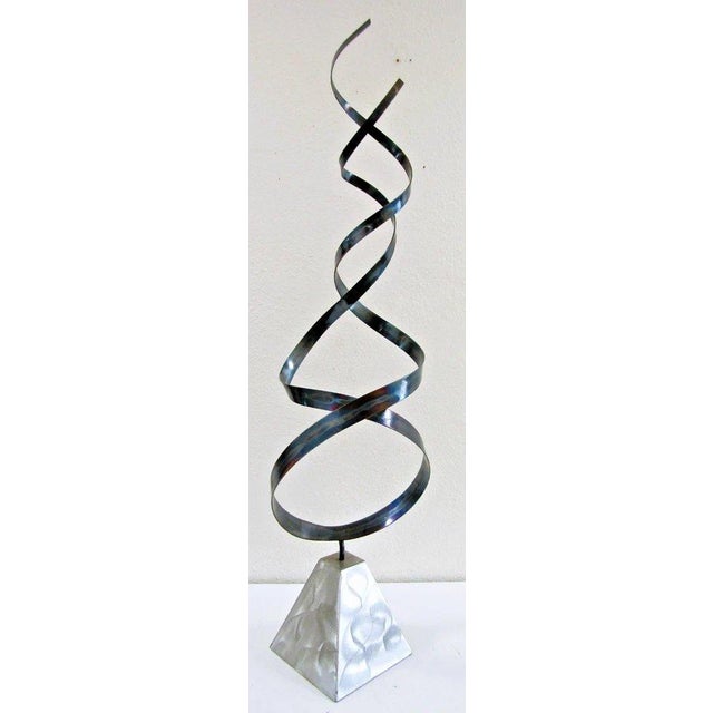 1980s Euphoric Flame Metal Sculpture 36" Tall Original Peterson Artwork For Sale - Image 12 of 12