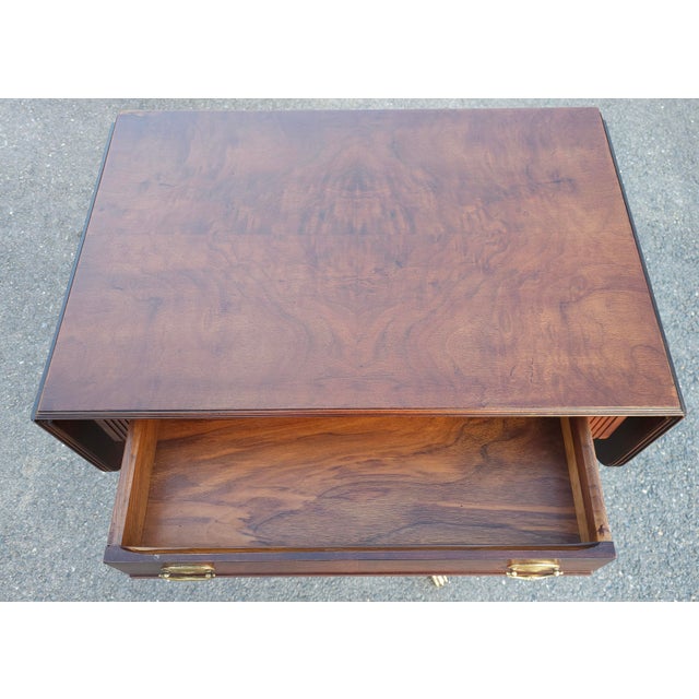 Early 20th C. George III Walnut Pedestal Drop-Leaf Sofa Table, Refinished For Sale - Image 4 of 10