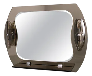 Large Glass Wall Mirror with Lights and Shelf from Fontana Arte, Italy, 1980s