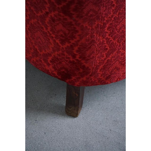 Danish Modern Red Velvet 3-Seater Sofa in the style of Fritz Hansen, 1940s For Sale - Image 14 of 18