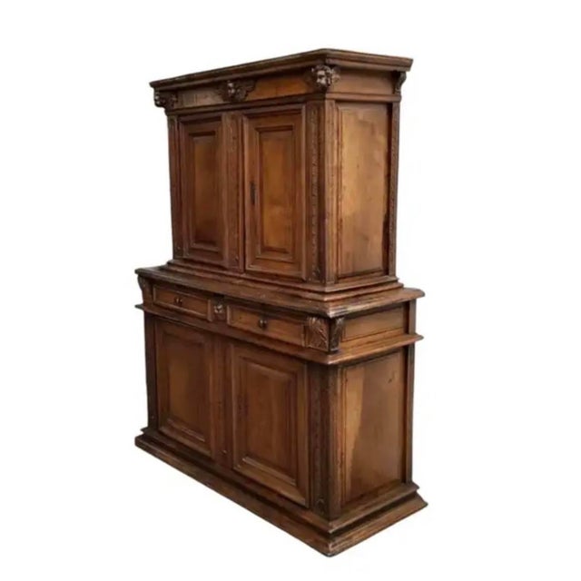 Italian 17th Century Italian Baroque Walnut Cabinet With Rich Carvings For Sale - Image 3 of 10