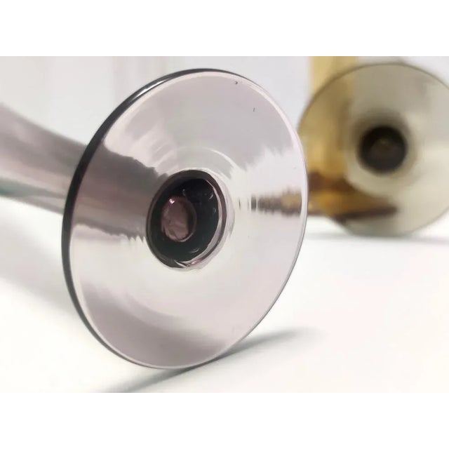 Vintage Colored Hand-Blown Murano Glass Flutes, Italy, 1950s, Set of 6 For Sale - Image 9 of 12