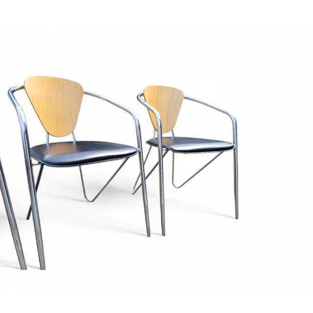 Italian Postmodern Chrome, Bentwood and Black Leather Dining Chairs from Effezeta, 1980s, Set of 4 For Sale - Image 18 of 18