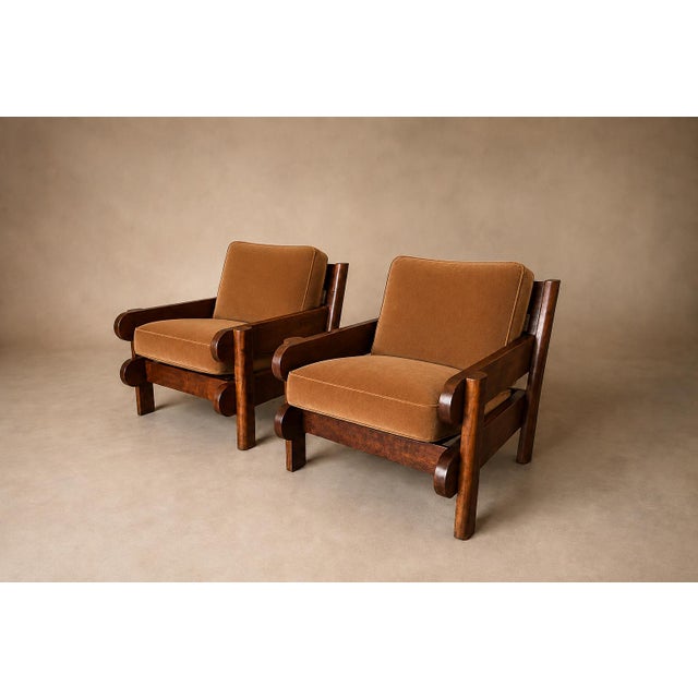 Brazilian Modern Armchair in Imbuia Wood and Cognac Velvet, Brazil, 1960s For Sale - Image 16 of 18