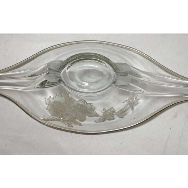 Large Vintage Art Deco Sterling Silver Overlay Glass Crystal Centerpiece Bowl For Sale - Image 10 of 13