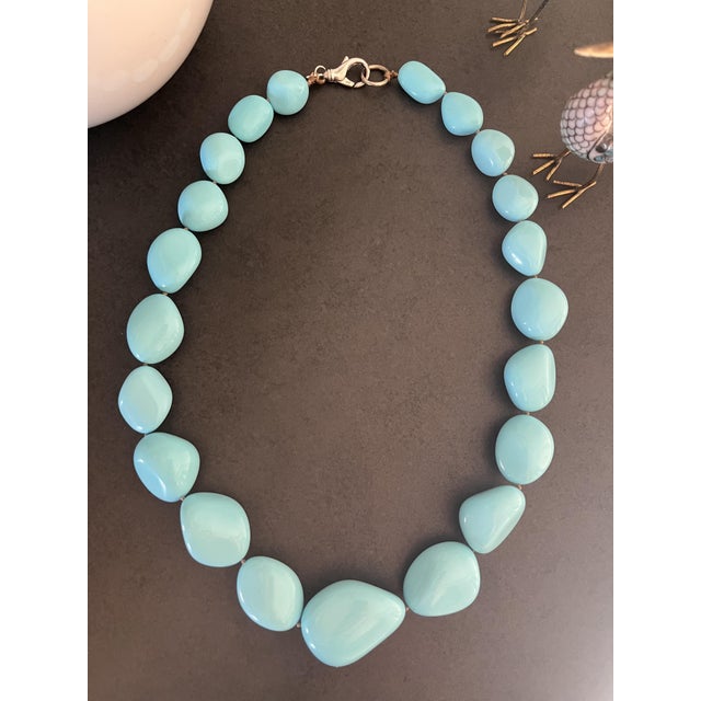 1990s Turquoise Paste Necklace with 925 Silver Clasp, 1990s For Sale - Image 5 of 8