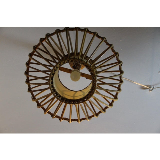 Flying Saucer Bamboo Pendant Light from Louis Sognot, 1950, Set of 2 For Sale - Image 4 of 18
