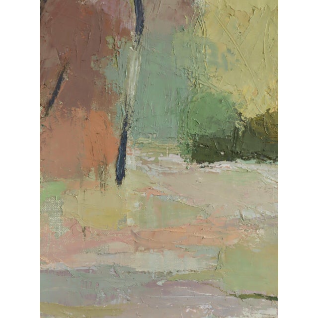 Mid-Century Modern 'Pastel Grove' Vintage Original Landscape Oil Painting, Framed For Sale - Image 11 of 14