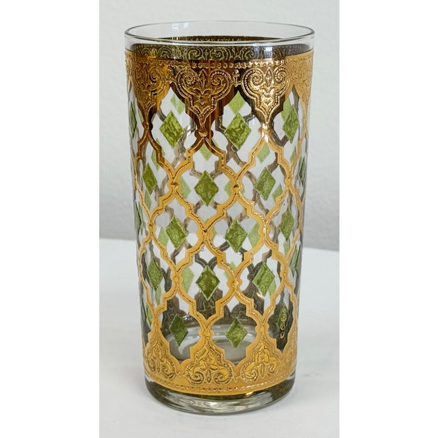 Metal VIntage Culver Valencia 22k Gold Highball Glasses, S/8 For Sale - Image 7 of 9