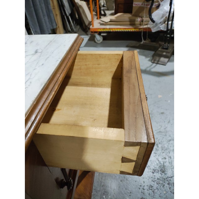 Brown Pair of 19th Century French Louis XVI Marble-Top Chevet Bedside Cabinets, Circa 1880 For Sale - Image 8 of 18