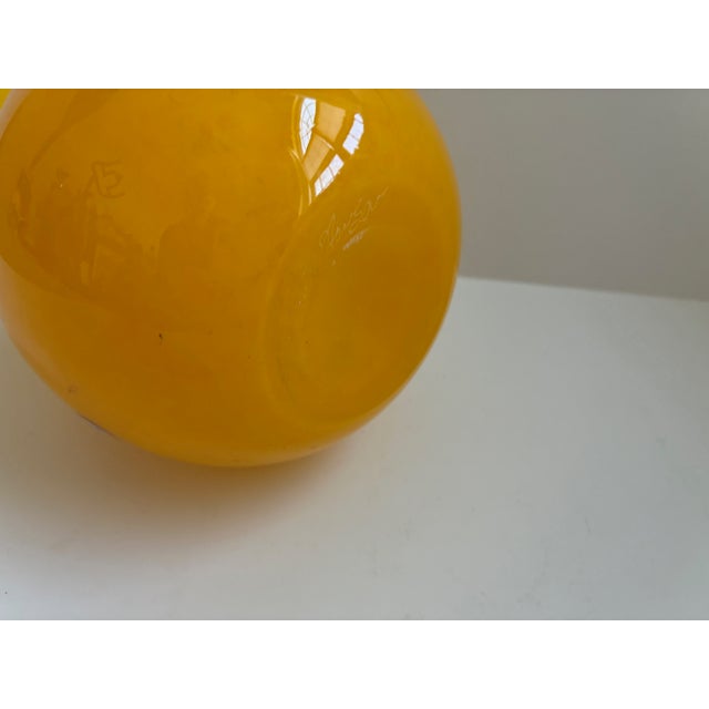 Vintage Yellow Murano Glass Vase With Millefiori | Made in Italy | Signed For Sale - Image 10 of 14