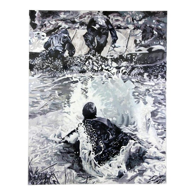 Gina Fiedel, "A Cold Sky " 1986 84" X 66" Oil Painting on Canvas For Sale