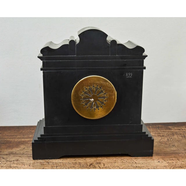 Antique Art Deco Mantel Clock in Marble, 1920s, Set of 3 For Sale - Image 9 of 12