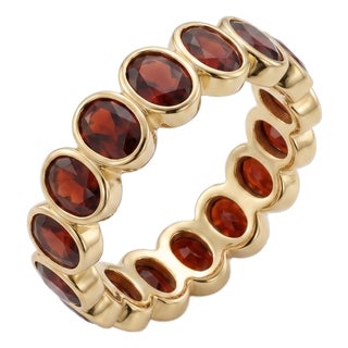Natural Garnet Anniversary Band Ring | Bezel-Set Eternity Gemstone Ring Us 7 For Sale