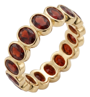 Natural Garnet Anniversary Band Ring | Bezel-Set Eternity Gemstone Ring Us 7