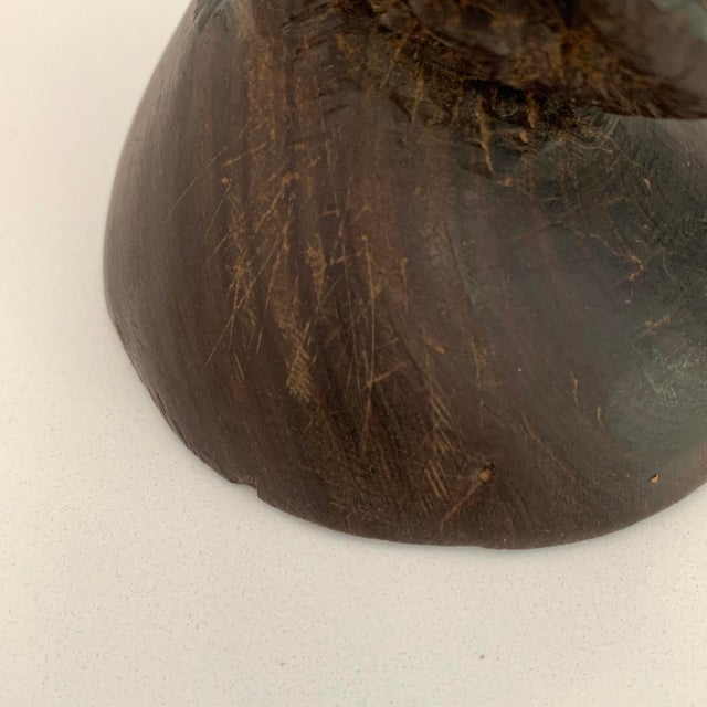 Brown 1970s Mid-Century Modern Brutalist Style Wooden Head Sculpture For Sale - Image 8 of 11