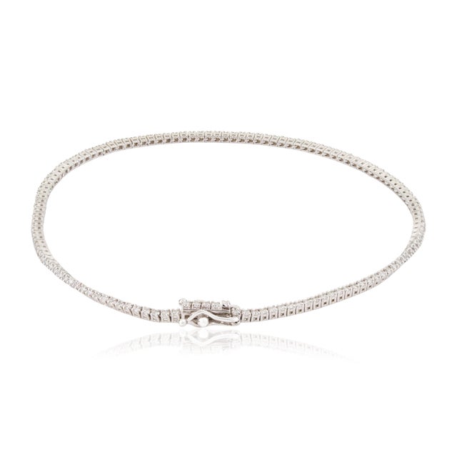 Metal Certified 1.15ct Diamond Tennis Bracelet in 14k White Gold Everyday Luxe Style For Sale - Image 7 of 13