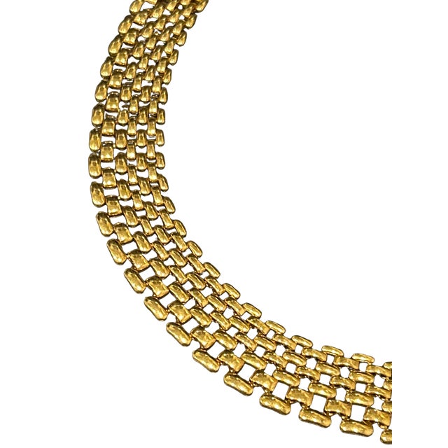 Vintage Napier Yellow Gold Bismark Chain Necklace – 16.25” Glossy Panther Link Collar For Sale - Image 6 of 8