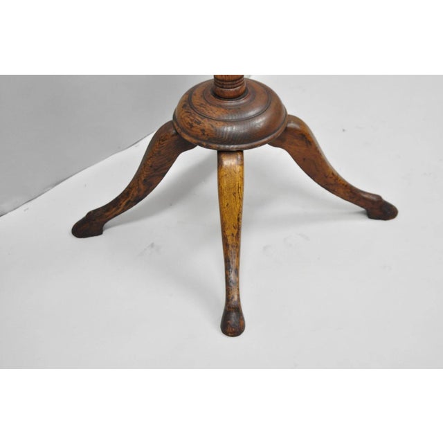 Antique Arts & Crafts Mission Oak Wood Carved Hoof Foot Standing Coat Rack Tree For Sale - Image 11 of 14