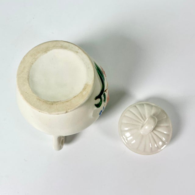 1940s Vintage Farmhouse Boho Chic Art Deco Porcelier Vitreous Cover Sugar Bowl For Sale - Image 11 of 11