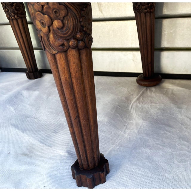 Large Walnut Buffet with Carved Legs and Royal Rouge Griotte Marble Top, 19th Century For Sale - Image 6 of 18