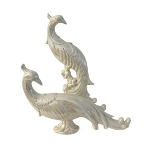 Mid-Century Lusterware Ceramic Pheasants, a Pair For Sale