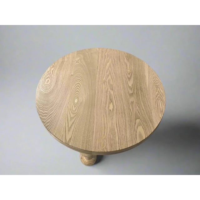 Zenda Round Accent Table 30"h in Oak For Sale - Image 4 of 4