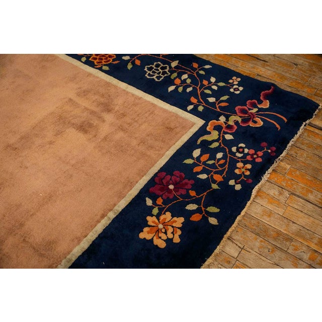 1920s 1920s Large Size Wool Camel Chinese Floral Antique Knotted Art Deco Carpet Rug For Sale - Image 5 of 10