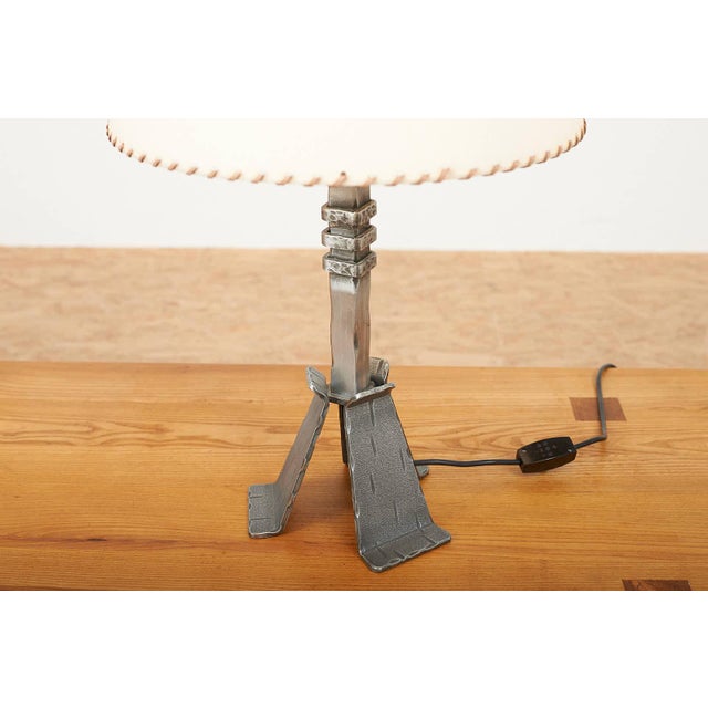 Brutalist Table Lamp with Wrought Iron Base and Stem from Megal, 1960s For Sale - Image 4 of 10