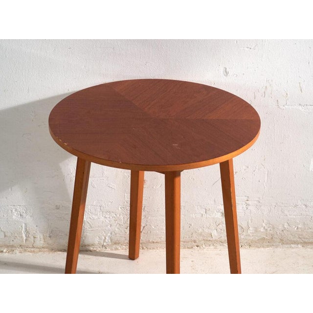 Mid-Century Modern Vintage Round Side Table in Teak Wood, Central Europe, 1960 For Sale - Image 3 of 10