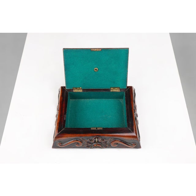 Art Deco French Sewing Box in Sculpted Wood, 1890s For Sale - Image 6 of 11