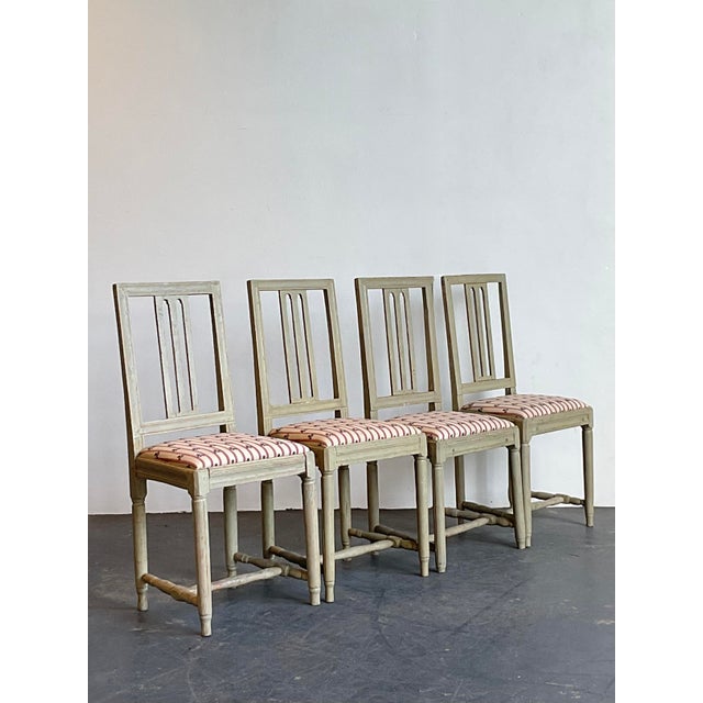 Shabby Chic Vintage Rustic Patinated Dining Chairs - Set of 4 For Sale - Image 3 of 12
