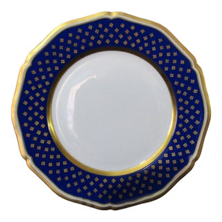 1920's Ceralene Malmaison Raynaud Limoges France Cobalt and Gold Star Lunch Plate Rooster Mark For Sale