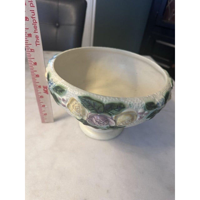 Large 1917 Antique Roseville Pottery Rozane Creamware Footed Centerpiece Console Bowl - 9" For Sale - Image 6 of 7