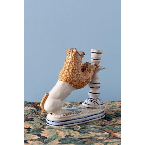 Italian Faience Lion Candlesticks, 1700s, Set of 2 For Sale - Image 13 of 15