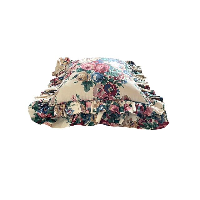Ralph Lauren Allison Floral Double Ruffle Custom Pillow. Down Fill. For Sale In San Francisco - Image 6 of 8