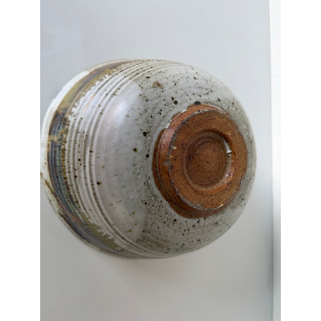 1980’s Vintage Organic – Hand Thrown Drip Glaze Stoneware Studio Pottery Bowl – Unsigned For Sale - Image 4 of 12
