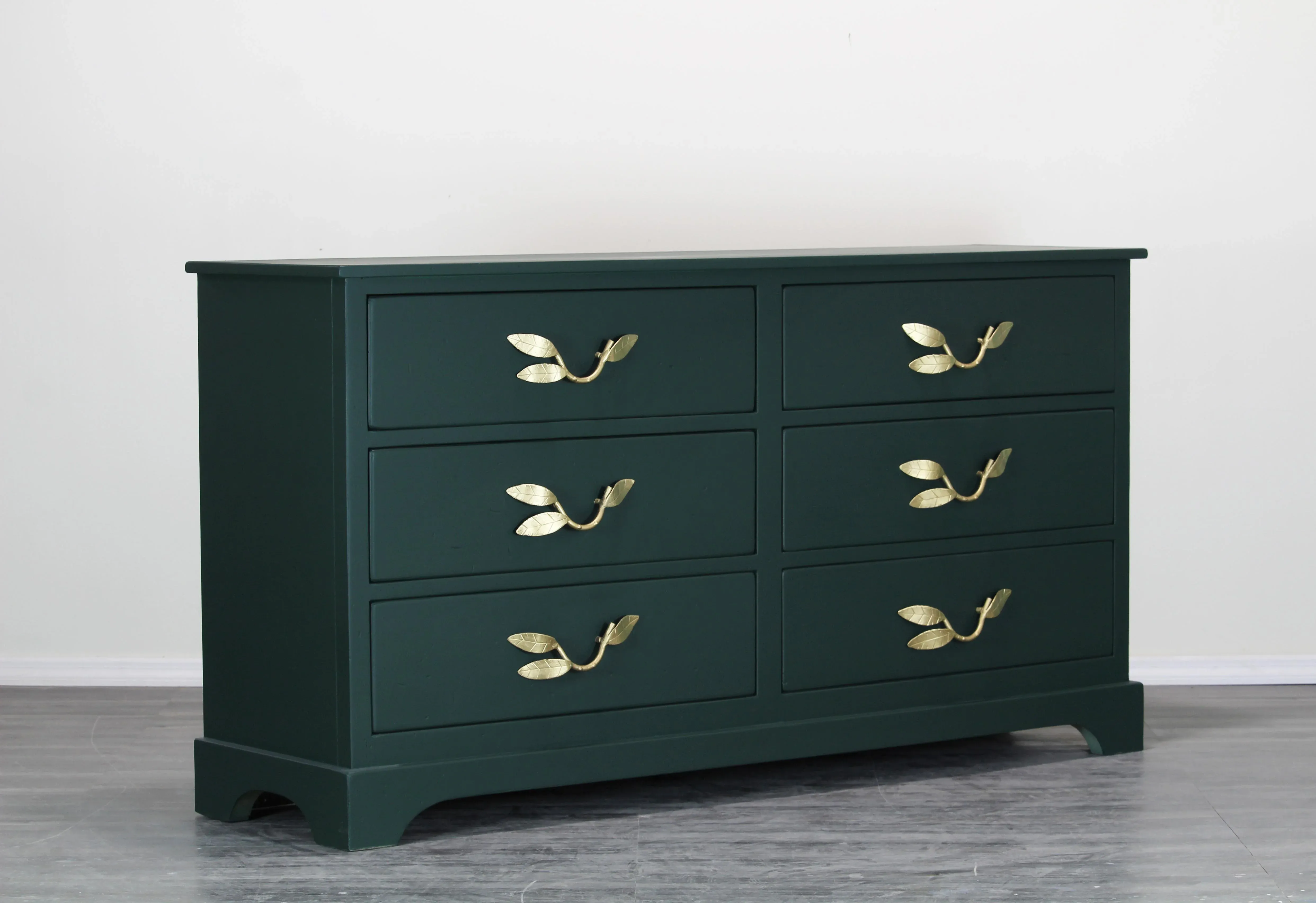 dark green dresser with gold handles Mid-Century High-Gloss Hunter Green Gilt 3-Drawer Dresser