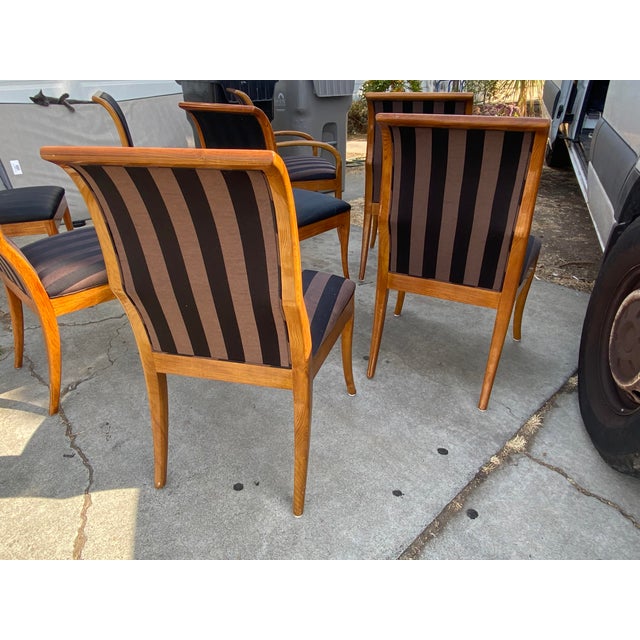 Vintage Maple Fabric Henredon "Triomphe" Dining Chair Set of 8 For Sale - Image 12 of 18