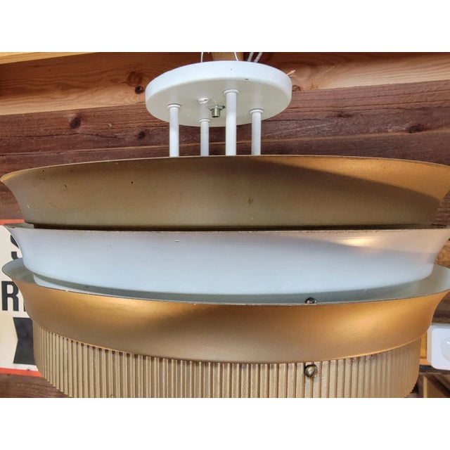 Authentic Art Deco era theater flush mount ceiling fixture. Salvaged from the Encore Theater in Burlingame, California....