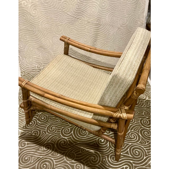 Mid-Century Modern Vintage Mid-Century Modern Rattan Lounge Chair With Original Cushions For Sale - Image 3 of 5