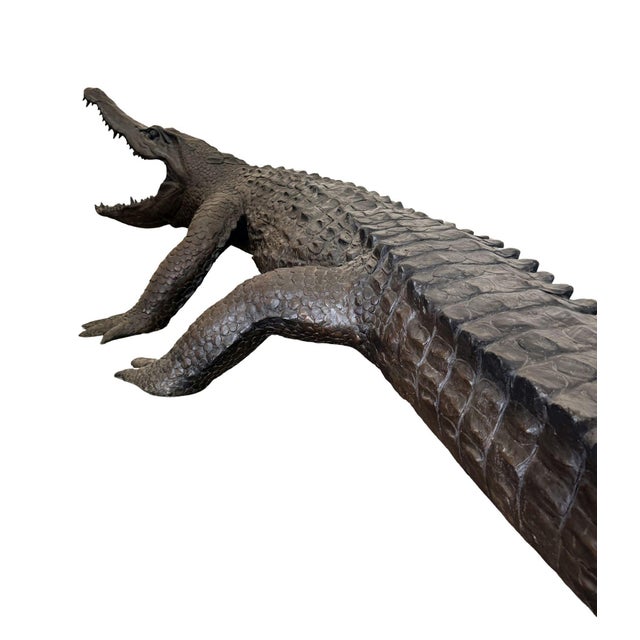 Rustic Monumental Bronze Crocodile Fountain Sculpture – 149” L Outdoor Garden For Sale - Image 3 of 12